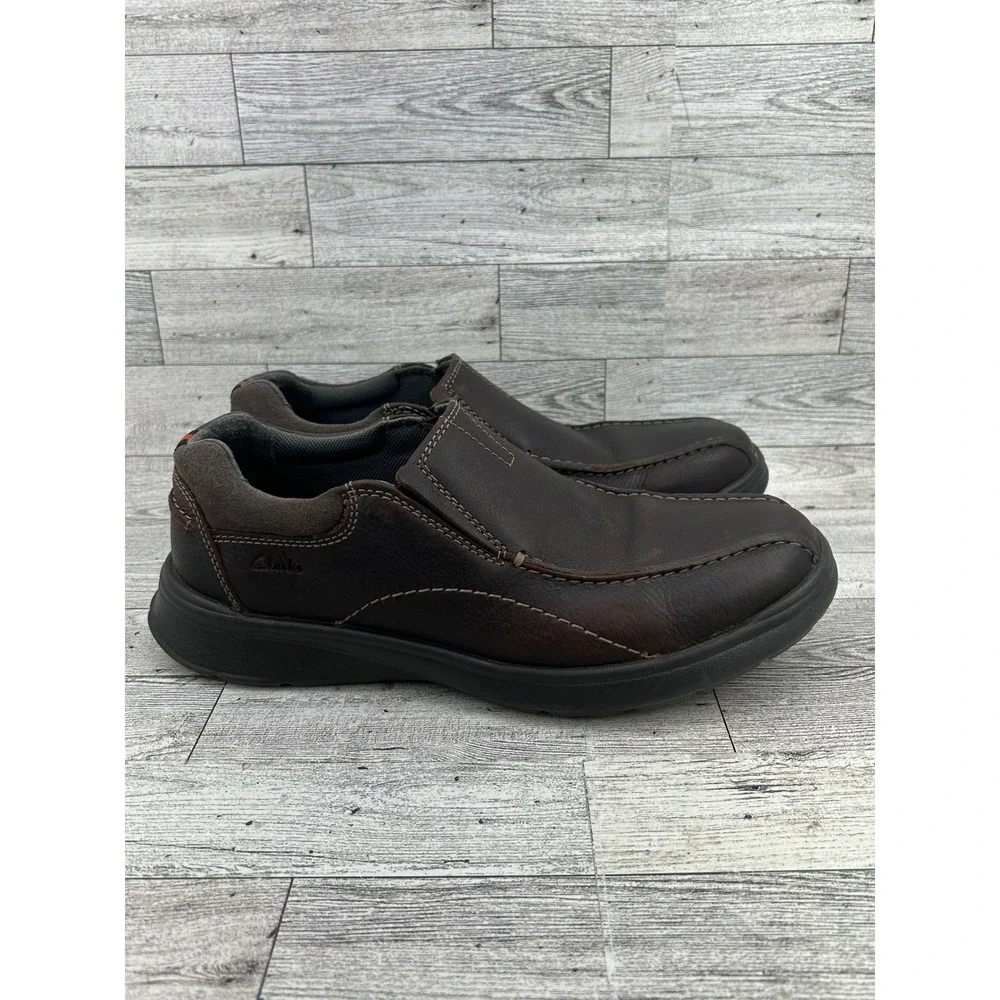 Clarks Collection Men Size 8M Dark Brown Leather Slip On Loafers 261196147070‎